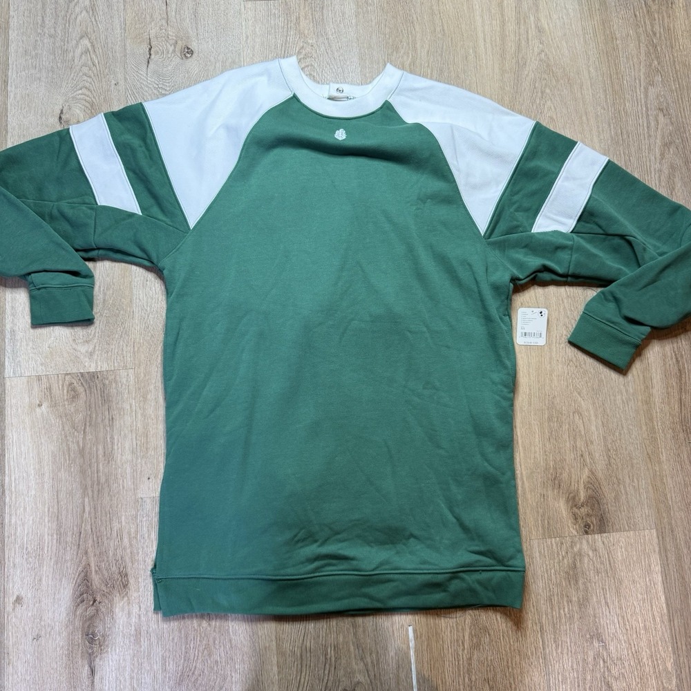 NEW FREE PEOPLE FP MOVEMENT GREEN HERITAGE SPORT SWEATSHIRT DRESS SZ XS